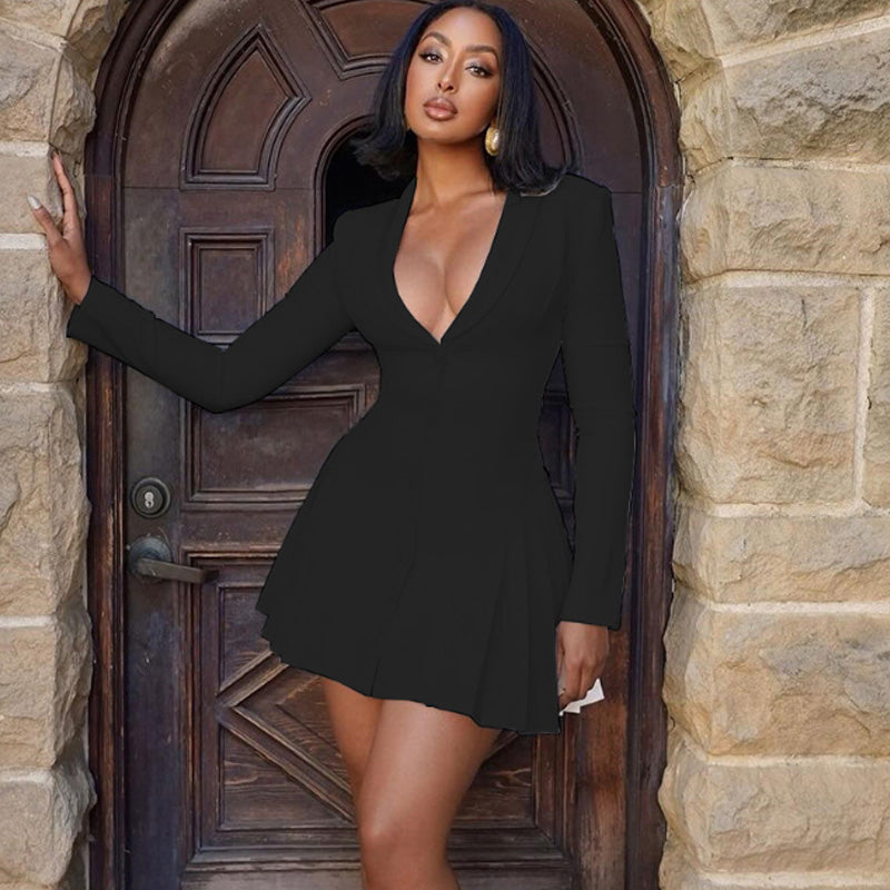Blazer-Minikleid | Taillierte Form | Eleganter Tiefauschnitt