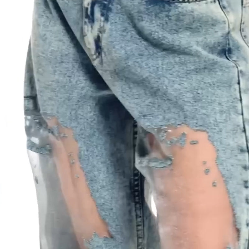 Jeans mit Mesh-Einsätzen | Weites Bein | Urbaner Statement-Look