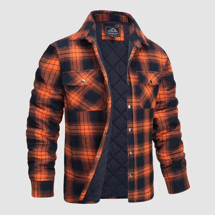 Herren Flanell Hemd Jacke lange Ärmel gesteppt gefüttert Plaid Mantel Button Down dicke Outwear für Winter