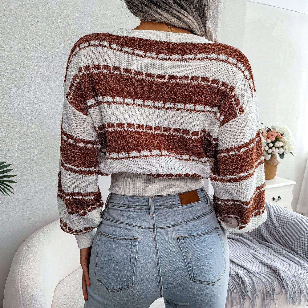 Gestreifter Strickpullover | Lässiger Cropped-Schnitt | Trendiges Design
