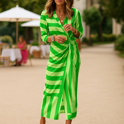 Sommerkleid für Damen - Elegantes Wickelkleid mit festlichen Streifen