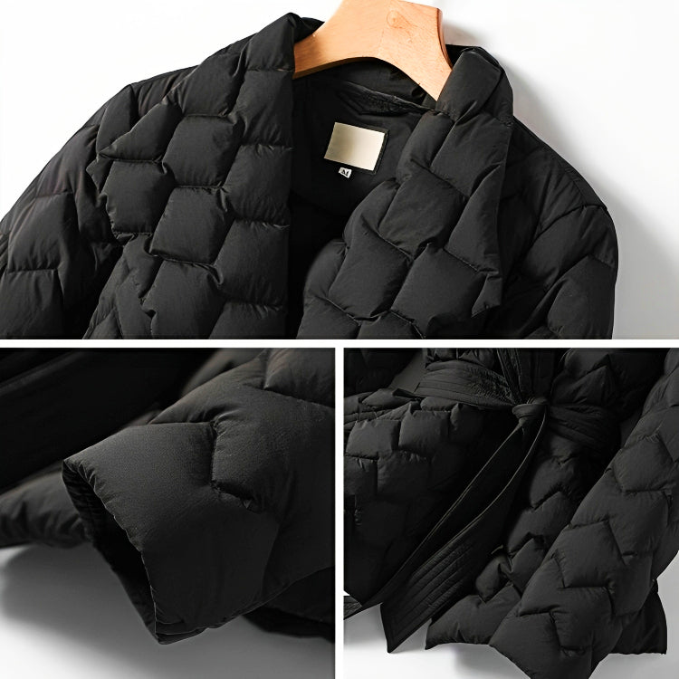 Winter-Pufferjacke mit Gürtel für Frauen