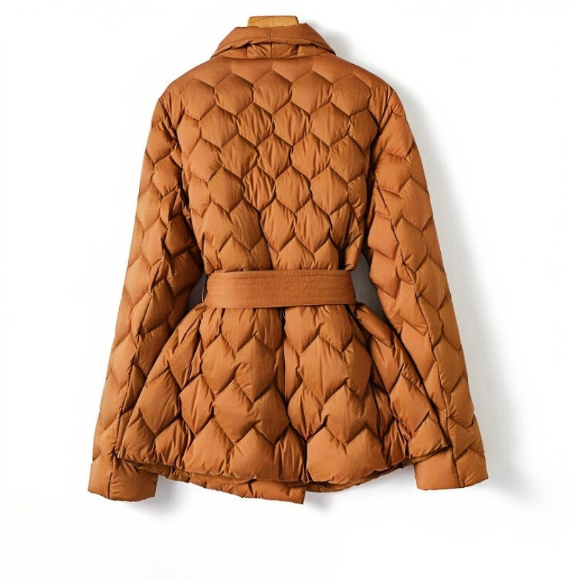 Winter-Pufferjacke mit Gürtel für Frauen