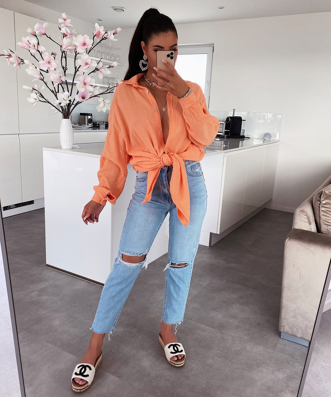 Yadira® | Nur Bluse Freya in Pastellorange