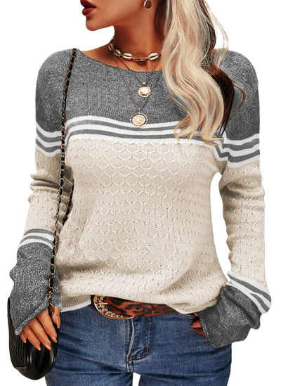 Lässiger Gestreifter Strickpullover für Damen
