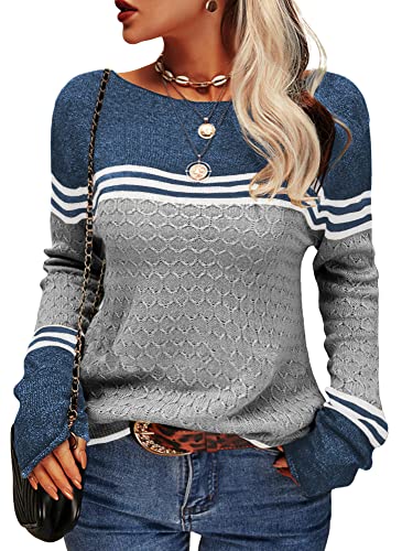 Lässiger Gestreifter Strickpullover für Damen