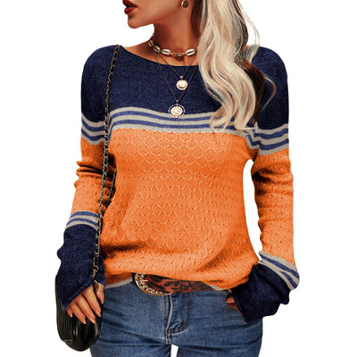 Lässiger Gestreifter Strickpullover für Damen