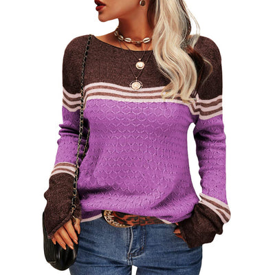 Lässiger Gestreifter Strickpullover für Damen