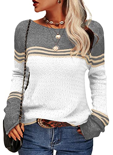 Lässiger Gestreifter Strickpullover für Damen