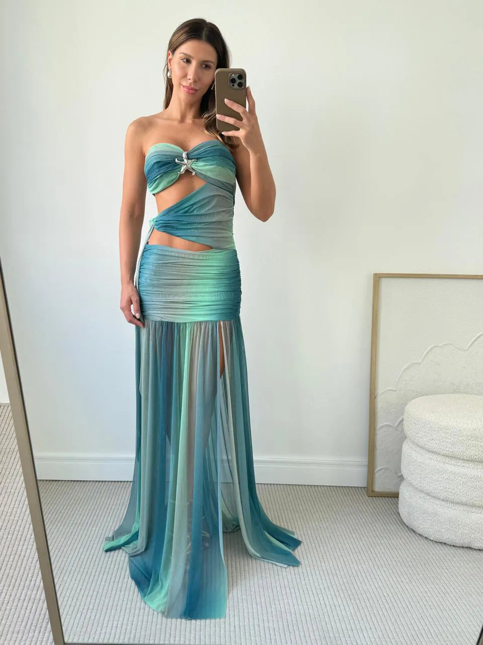 Ilana | Langes Kleid Drapiert Geschlitzt