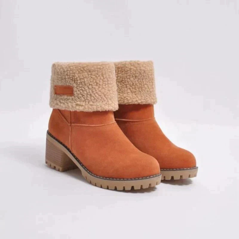 Schicke Wildlederstiefeletten mit Fellbesatz für Frauen