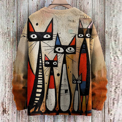 Skurriler Katzenpullover für Frauen