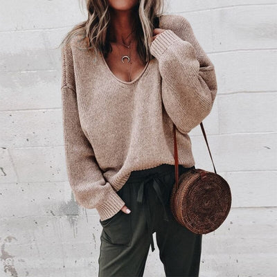 Chic V-Ausschnitt Pullover für Damen