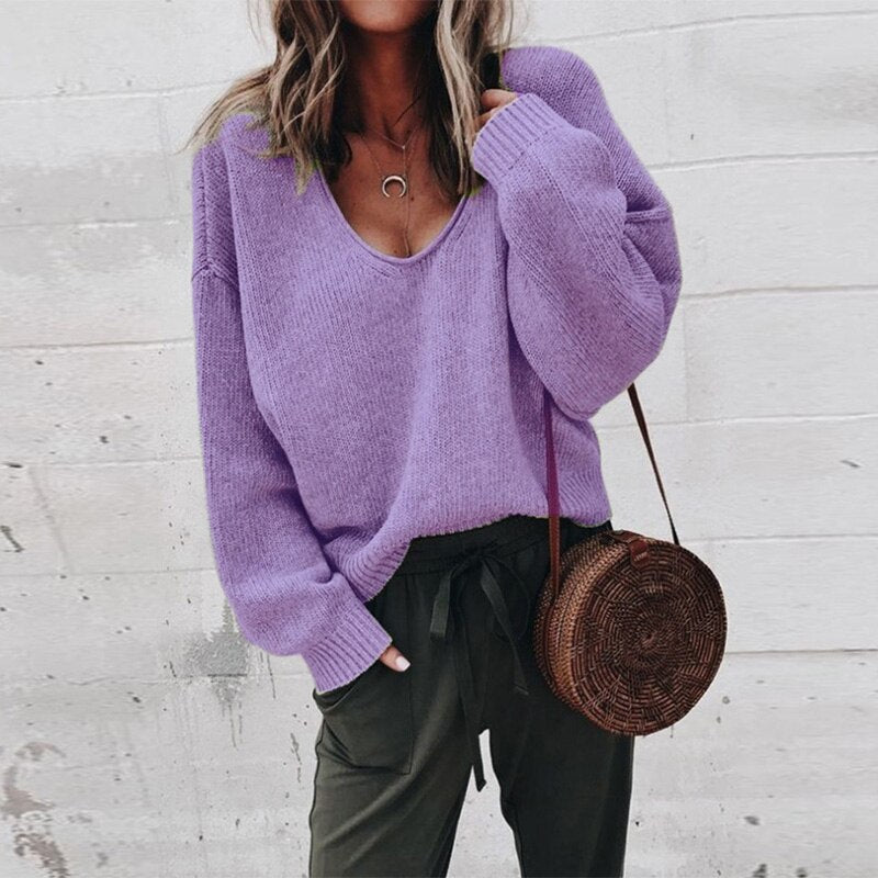 Chic V-Ausschnitt Pullover für Damen