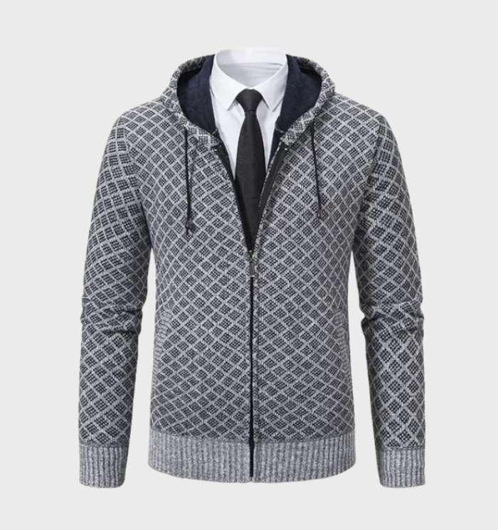 Zeitlose Argyle ZIp Jacke mit Kapuze für Männer