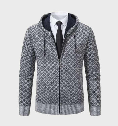 Zeitlose Argyle ZIp Jacke mit Kapuze für Männer