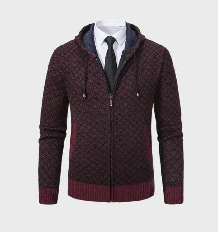 Zeitlose Argyle ZIp Jacke mit Kapuze für Männer