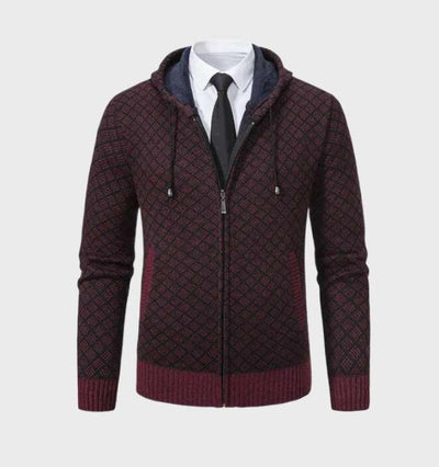 Zeitlose Argyle ZIp Jacke mit Kapuze für Männer