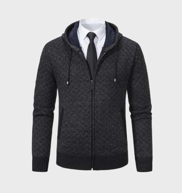 Zeitlose Argyle ZIp Jacke mit Kapuze für Männer