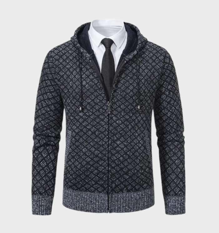 Zeitlose Argyle ZIp Jacke mit Kapuze für Männer