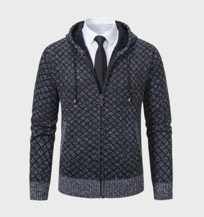 Zeitlose Argyle ZIp Jacke mit Kapuze für Männer