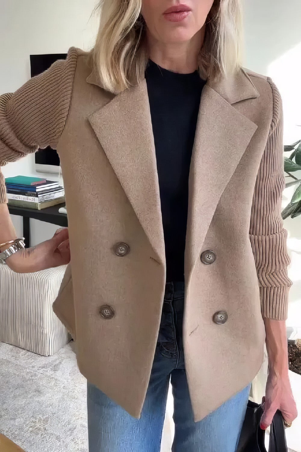 Blazer mit Strukturärmeln | Zweireihig | Moderner Schnitt