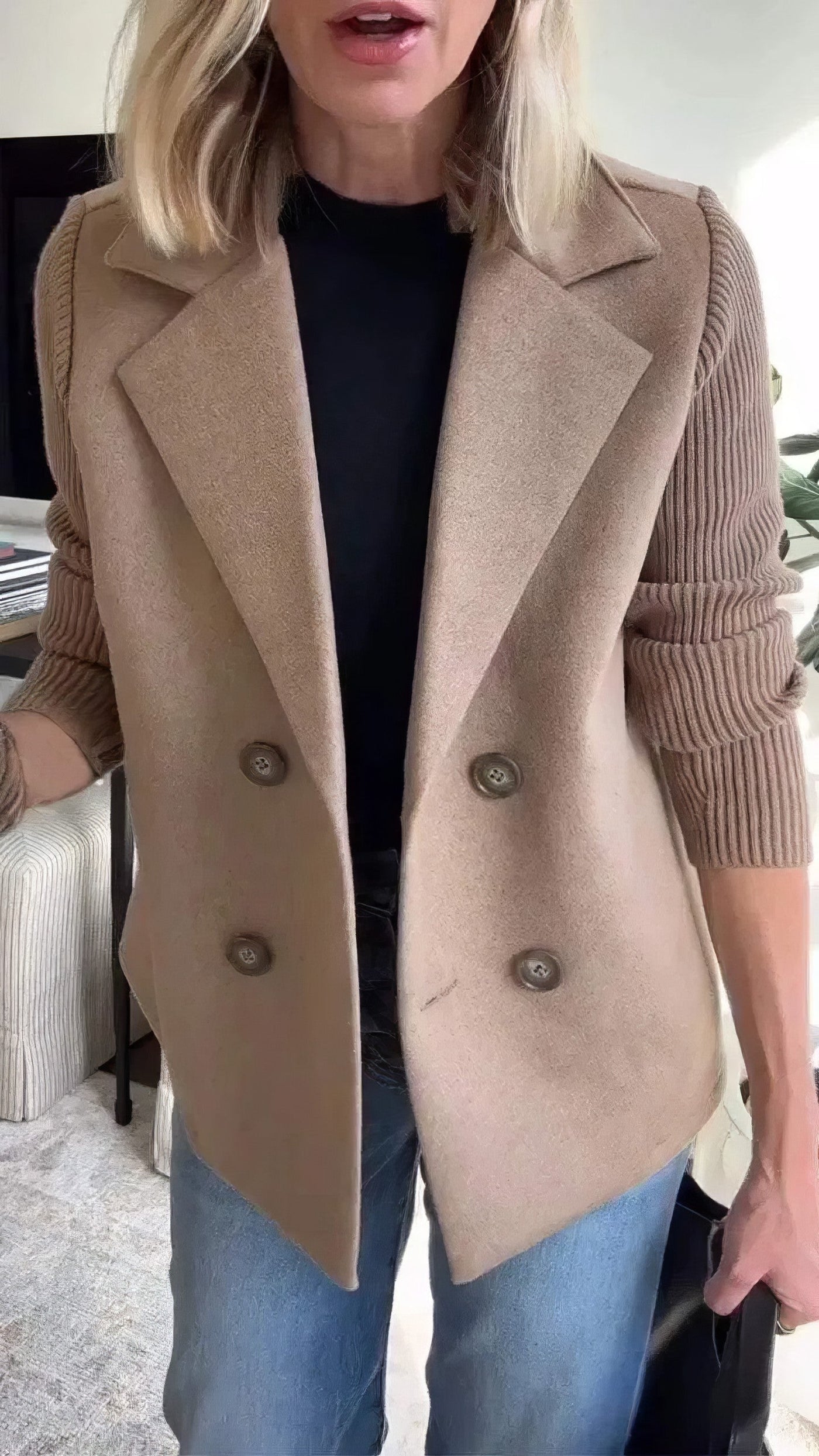 Blazer mit Strukturärmeln | Zweireihig | Moderner Schnitt