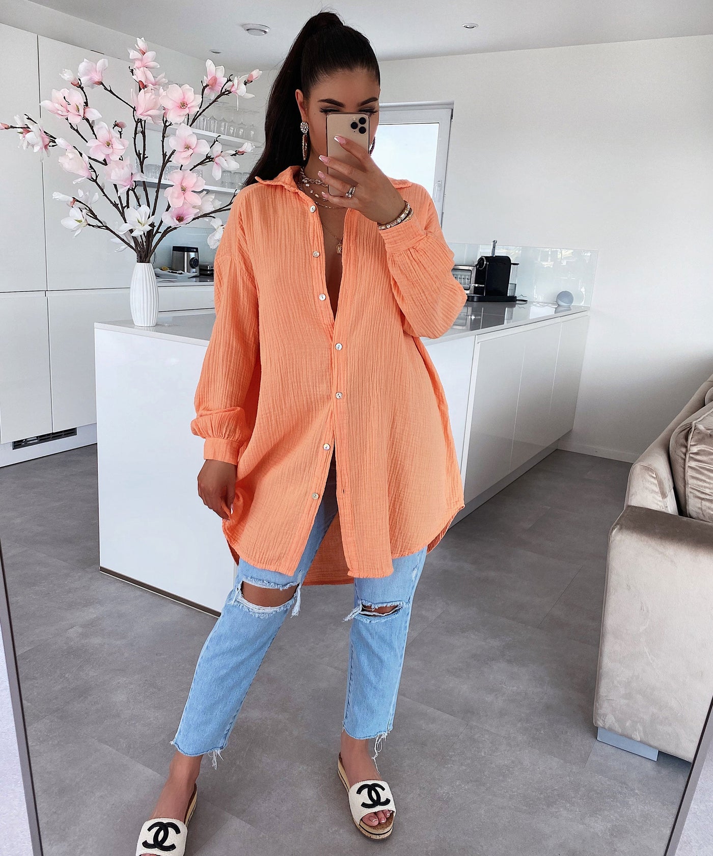Yadira® | Nur Bluse Freya in Pastellorange